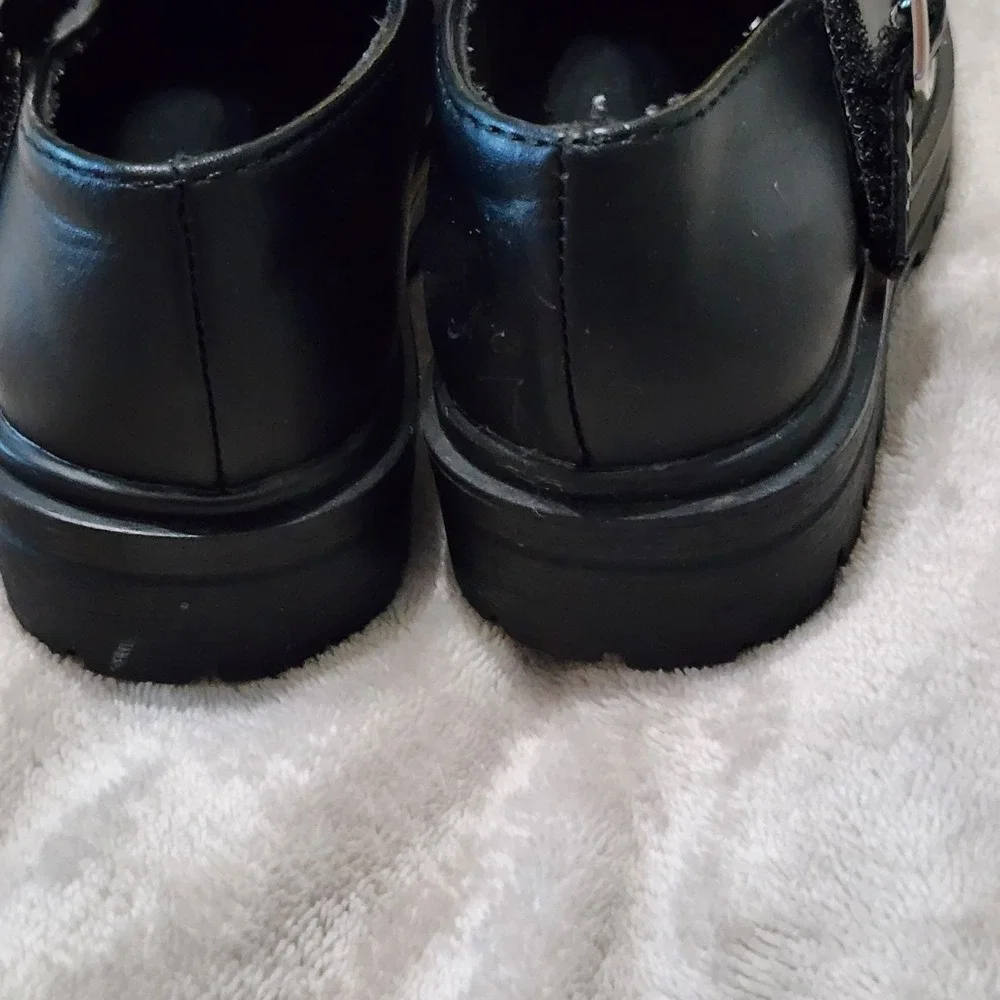 Unr8ed Girls‎ Mary Jane Style Black Size 6M Velcr Classic Ruffle Socks Or Tights